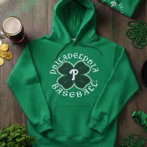 Philadelphia Phillies Baseball St. Patrick’s Day Shamrock Hoodie - Green - Large